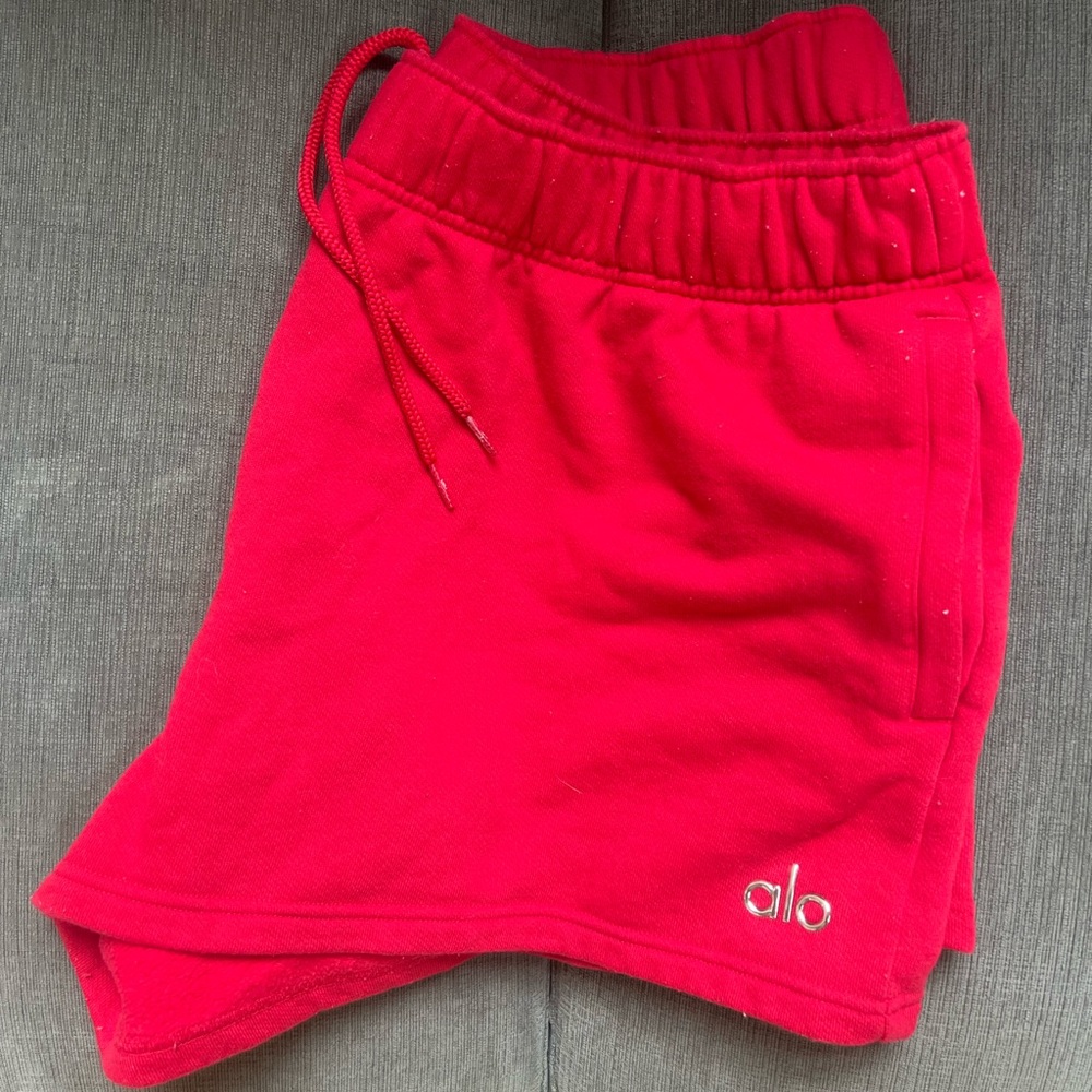 Alo accolade sweatpants athletic shirt in bold red HTF! Sold out color size L